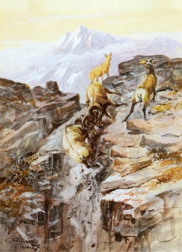 Oveja de cuernos grandes 1904 Charles Marion Russell ciervo Pinturas al óleo